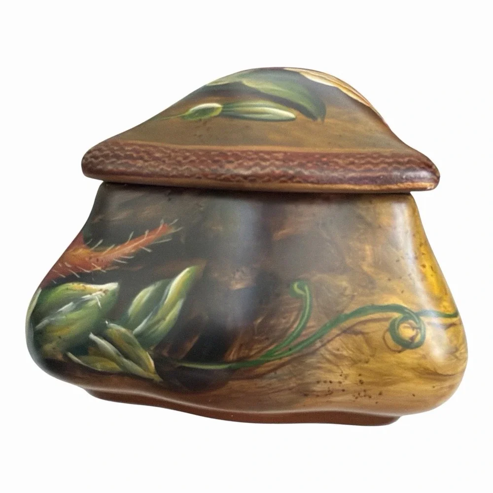Vintage Toyo Ceramic Box Raymond Waites Harvest Hand Painted Vegetable Gourd